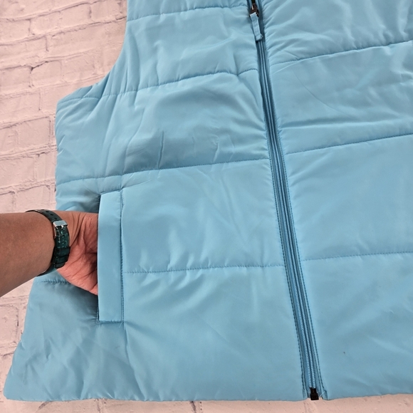 Merona Reversable Olive Green and Baby Blue Quilt Zipper Vest Size:XXL - Picture 6 of 11